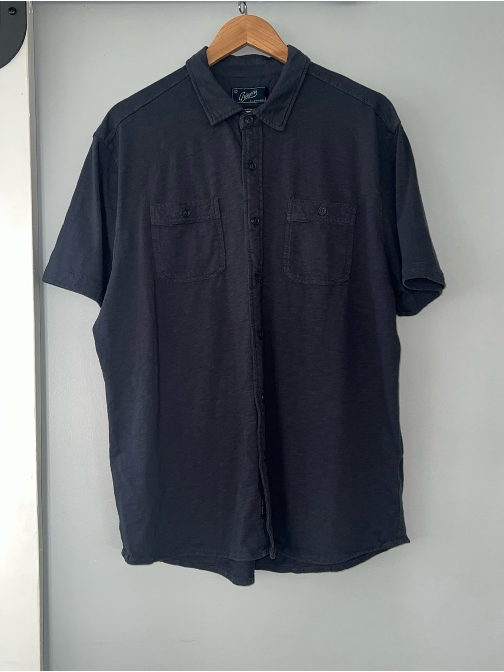 Grayers Black Short Sleeve Button-Down 100% Cotton Shirt